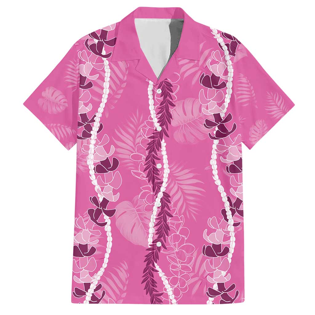 Hawaii Maile Lei Hawaiian Shirt With Pink Monstera Pattern LT05 Pink - Polynesian Pride