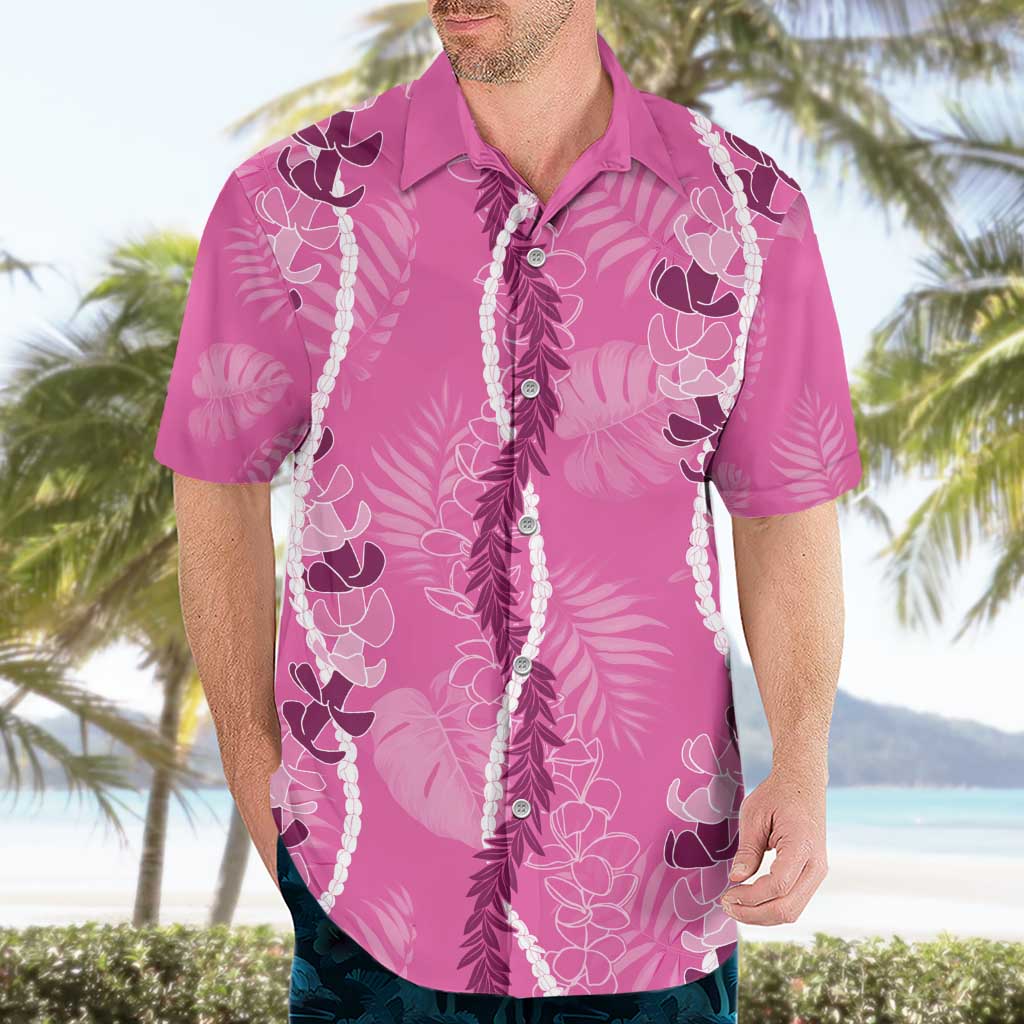 Hawaii Maile Lei Hawaiian Shirt With Pink Monstera Pattern LT05 - Polynesian Pride