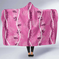 Hawaii Maile Lei Hooded Blanket With Pink Monstera Pattern LT05 One Size Pink - Polynesian Pride