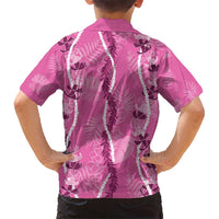 Hawaii Maile Lei Kid Hawaiian Shirt With Pink Monstera Pattern