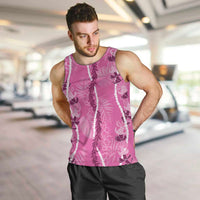 Hawaii Maile Lei Men Tank Top With Pink Monstera Pattern LT05 Pink - Polynesian Pride
