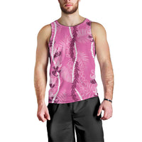 Hawaii Maile Lei Men Tank Top With Pink Monstera Pattern LT05 - Polynesian Pride