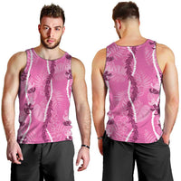 Hawaii Maile Lei Men Tank Top With Pink Monstera Pattern LT05 - Polynesian Pride