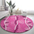 Hawaii Maile Lei Round Carpet With Pink Monstera Pattern