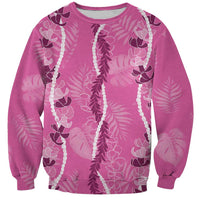 Hawaii Maile Lei Sweatshirt With Pink Monstera Pattern LT05 Unisex Pink - Polynesian Pride