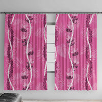 Hawaii Maile Lei Window Curtain With Pink Monstera Pattern LT05 With Hooks Pink - Polynesian Pride