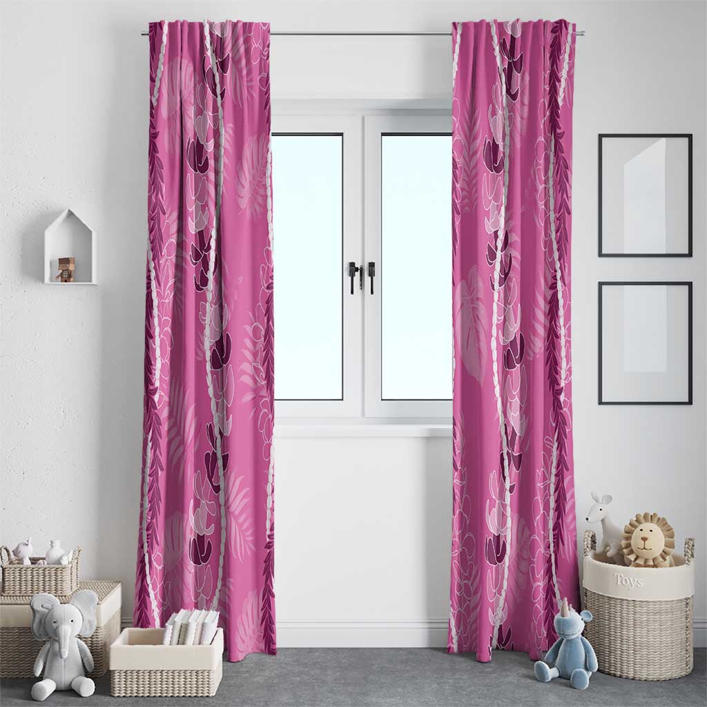 Hawaii Maile Lei Window Curtain With Pink Monstera Pattern LT05 - Polynesian Pride
