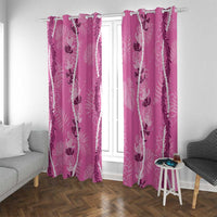 Hawaii Maile Lei Window Curtain With Pink Monstera Pattern LT05 With Grommets Pink - Polynesian Pride