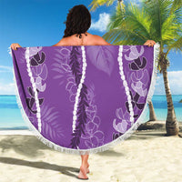 Hawaii Maile Lei Beach Blanket With Violet Monstera Pattern LT05 - Polynesian Pride
