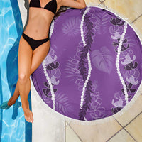 Hawaii Maile Lei Beach Blanket With Violet Monstera Pattern LT05 - Polynesian Pride