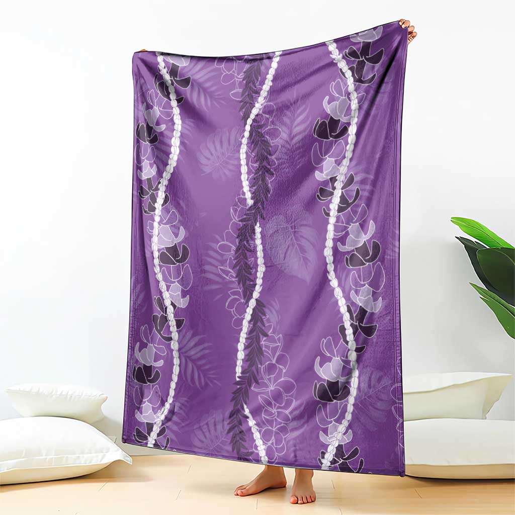 Hawaii Maile Lei Blanket With Violet Monstera Pattern LT05 - Polynesian Pride