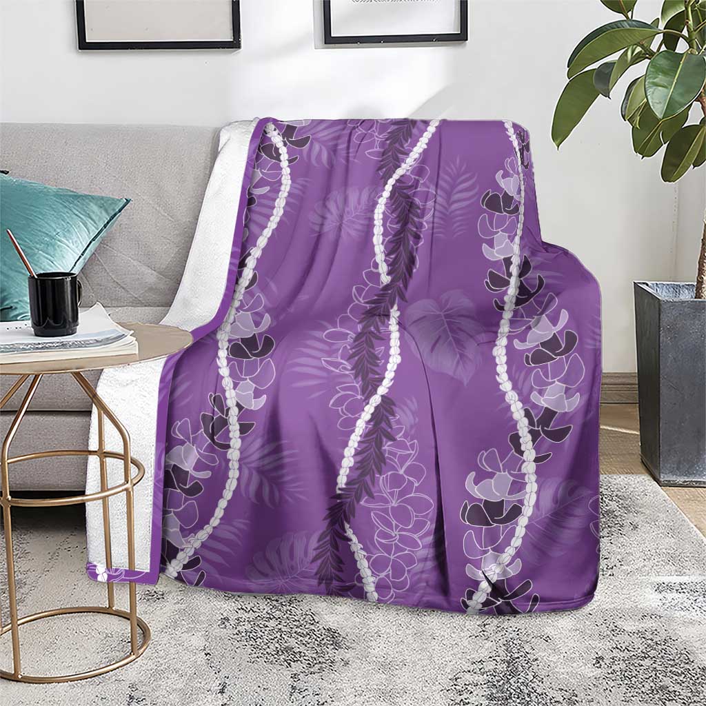 Hawaii Maile Lei Blanket With Violet Monstera Pattern LT05 - Polynesian Pride
