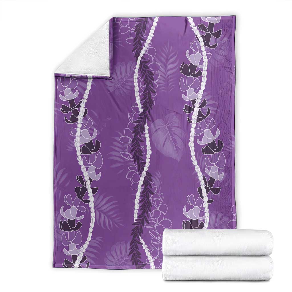 Hawaii Maile Lei Blanket With Violet Monstera Pattern LT05 - Polynesian Pride