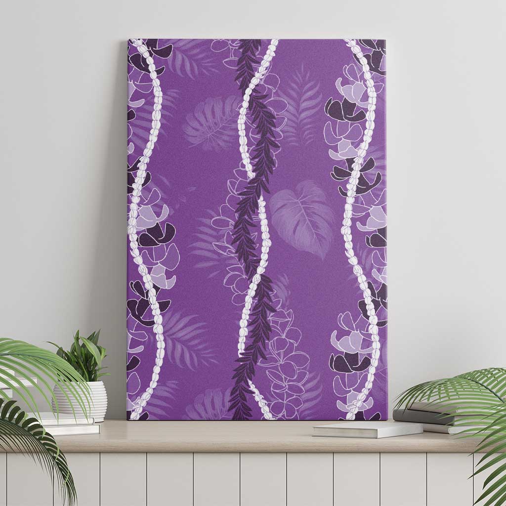 Hawaii Maile Lei Canvas Wall Art With Violet Monstera Pattern LT05 - Polynesian Pride