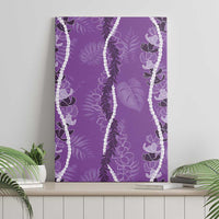 Hawaii Maile Lei Canvas Wall Art With Violet Monstera Pattern LT05 - Polynesian Pride