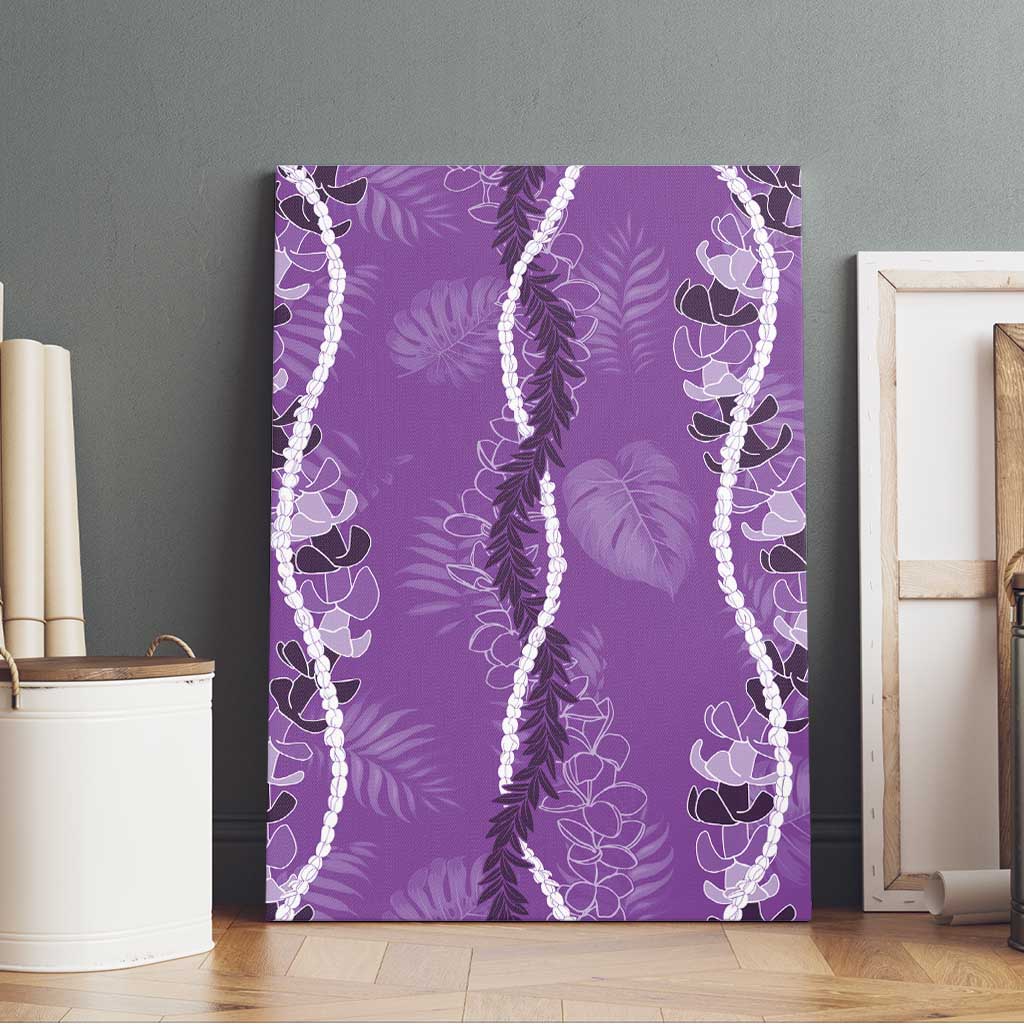 Hawaii Maile Lei Canvas Wall Art With Violet Monstera Pattern LT05 - Polynesian Pride