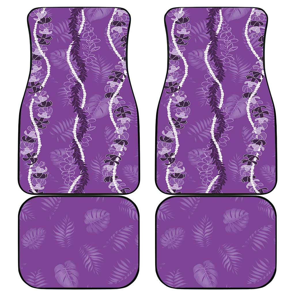 Hawaii Maile Lei Car Mats With Violet Monstera Pattern