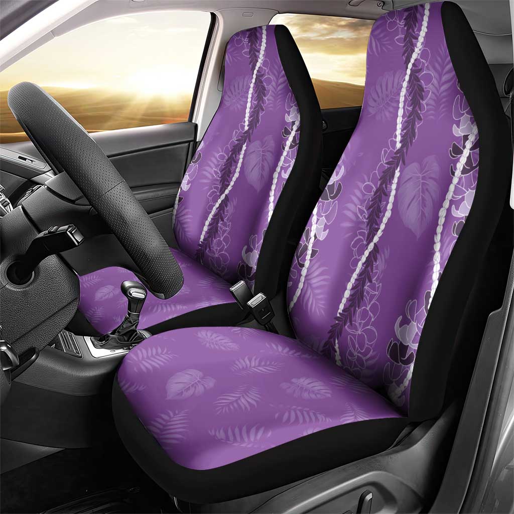 Hawaii Maile Lei Car Seat Cover With Violet Monstera Pattern