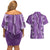 Hawaii Maile Lei Couples Matching Off Shoulder Short Dress and Hawaiian Shirt With Violet Monstera Pattern
