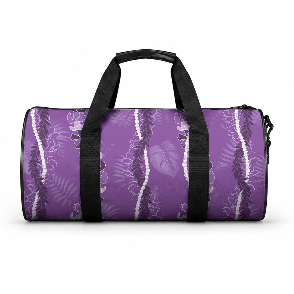 Hawaii Maile Lei Duffle Bag With Violet Monstera Pattern