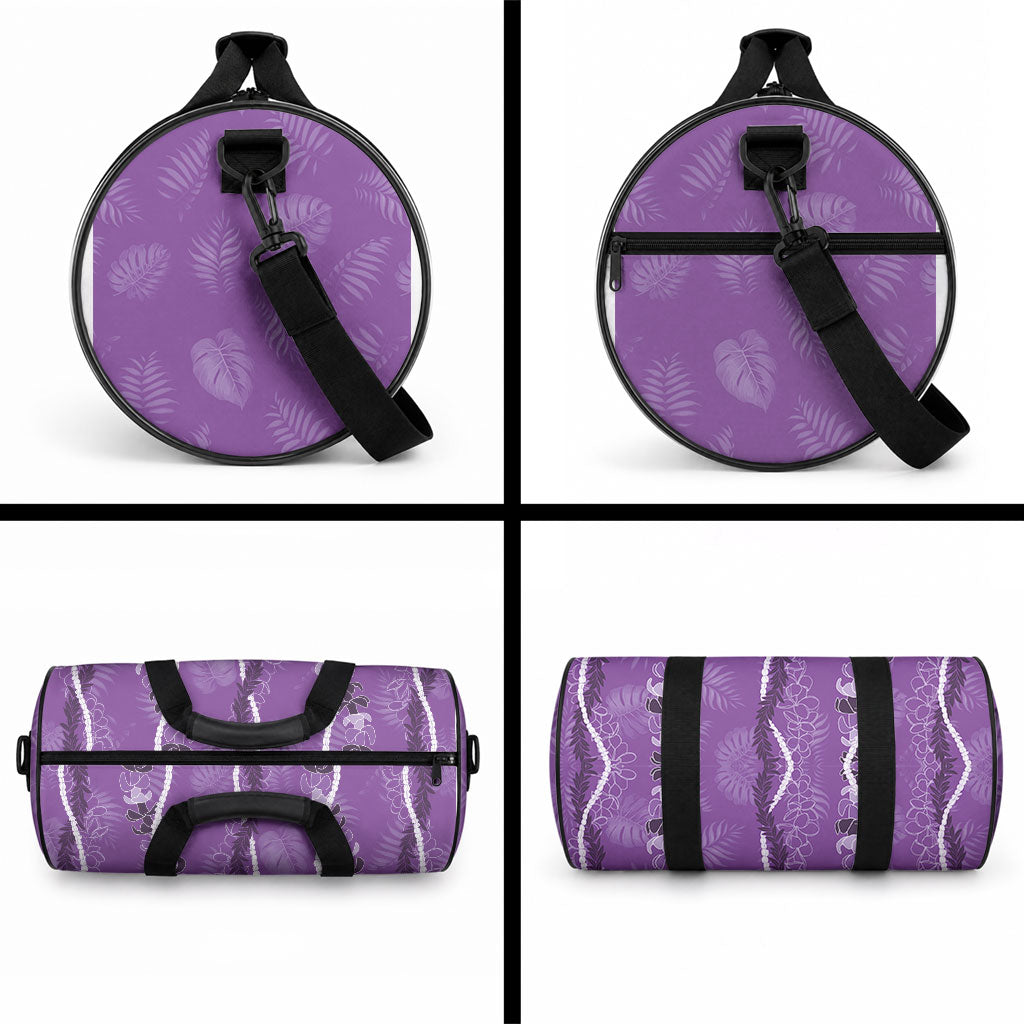 Hawaii Maile Lei Duffle Bag With Violet Monstera Pattern