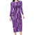 Hawaii Maile Lei Family Matching Long Sleeve Bodycon Dress and Hawaiian Shirt With Violet Monstera Pattern