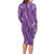 Hawaii Maile Lei Family Matching Long Sleeve Bodycon Dress and Hawaiian Shirt With Violet Monstera Pattern