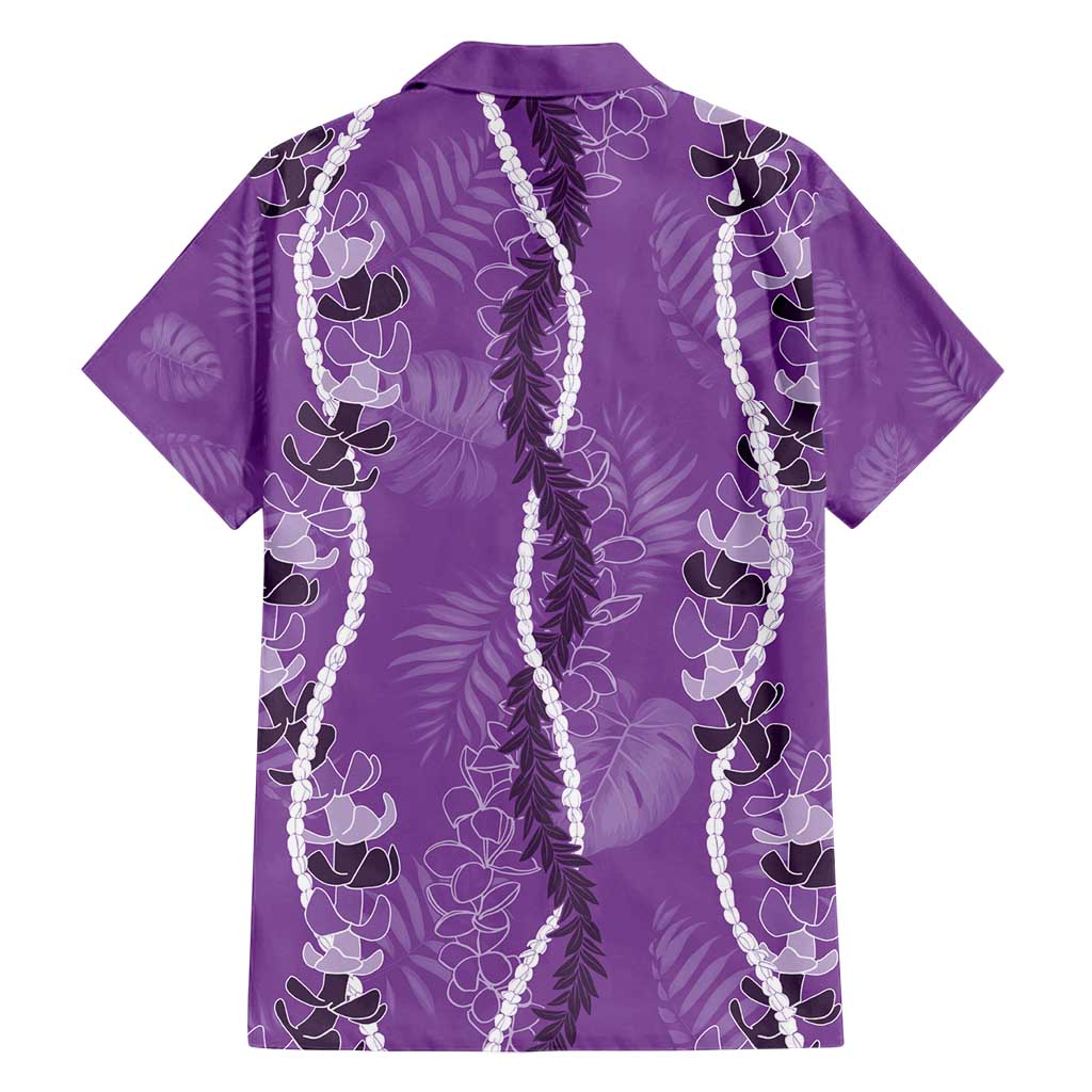 Hawaii Maile Lei Family Matching Off Shoulder Maxi Dress and Hawaiian Shirt With Violet Monstera Pattern