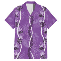 Hawaii Maile Lei Family Matching Short Sleeve Bodycon Dress and Hawaiian Shirt With Violet Monstera Pattern