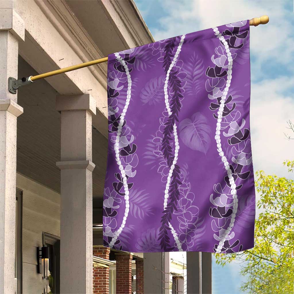 Hawaii Maile Lei Garden Flag With Violet Monstera Pattern LT05 House Flag Violet - Polynesian Pride