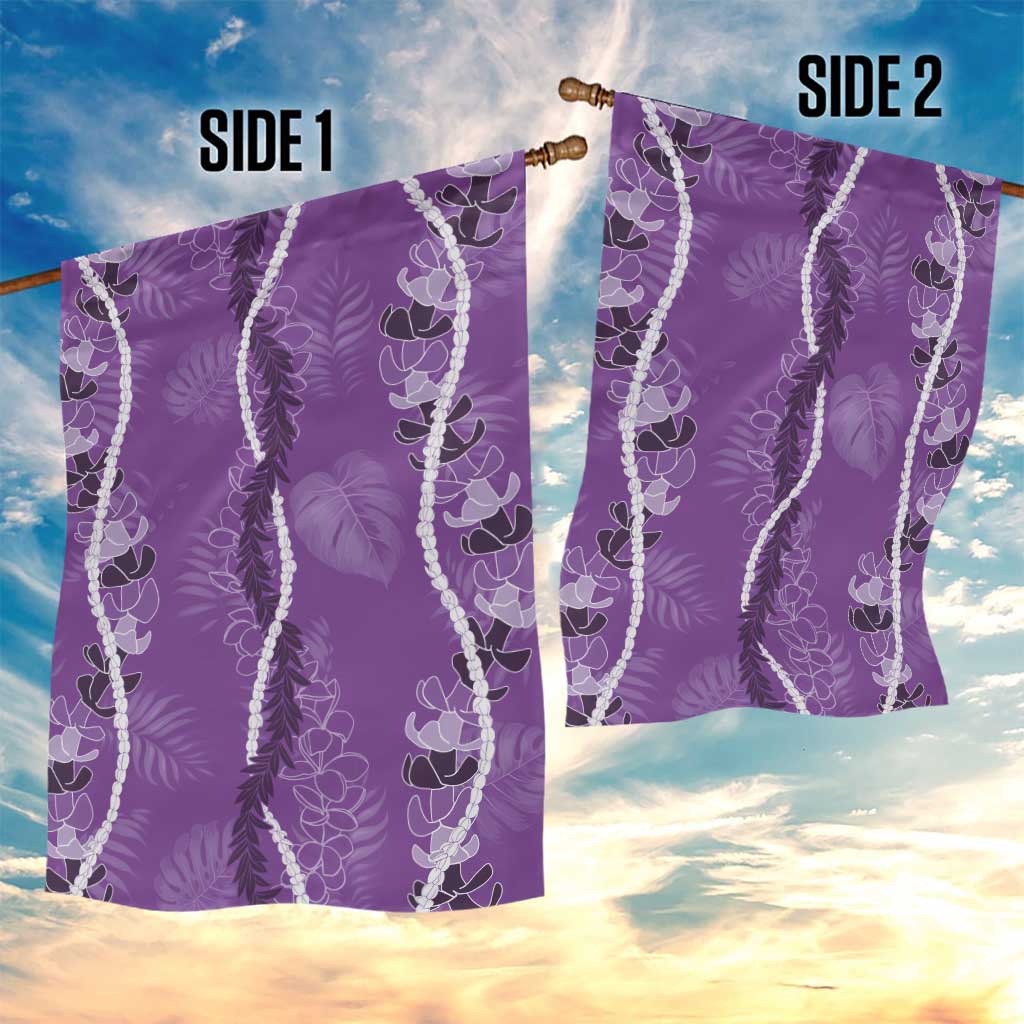 Hawaii Maile Lei Garden Flag With Violet Monstera Pattern LT05 - Polynesian Pride