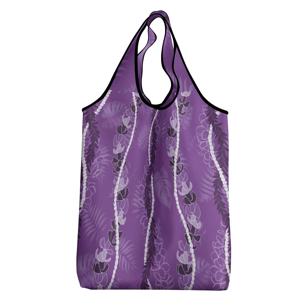 Hawaii Maile Lei Grocery Bag With Violet Monstera Pattern LT05 - Polynesian Pride