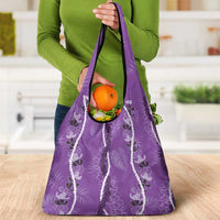 Hawaii Maile Lei Grocery Bag With Violet Monstera Pattern LT05 - Polynesian Pride