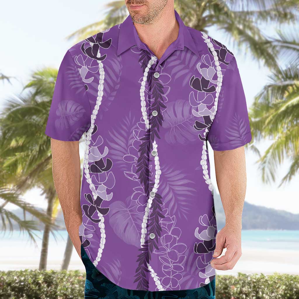 Hawaii Maile Lei Hawaiian Shirt With Violet Monstera Pattern LT05 - Polynesian Pride