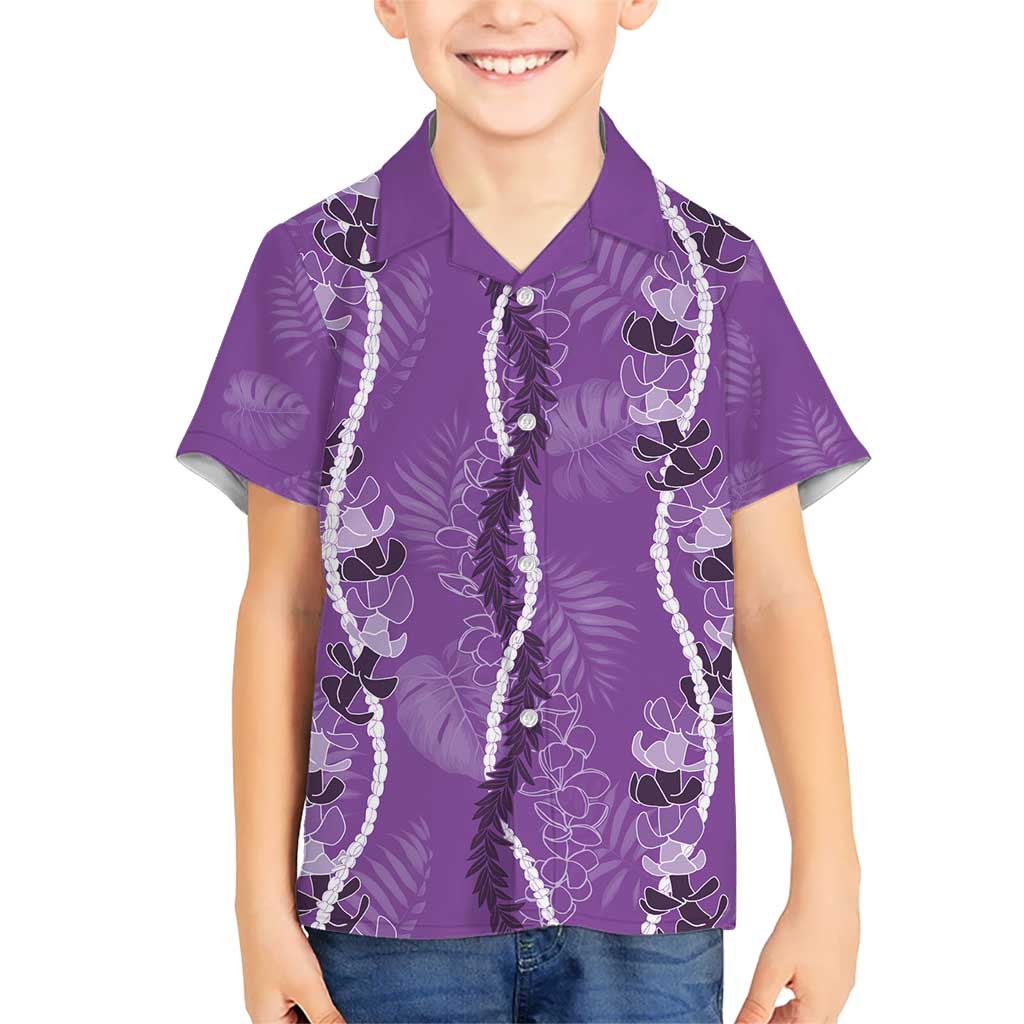Hawaii Maile Lei Hawaiian Shirt With Violet Monstera Pattern LT05 - Polynesian Pride