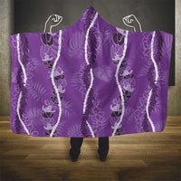 Hawaii Maile Lei Hooded Blanket With Violet Monstera Pattern LT05 - Polynesian Pride