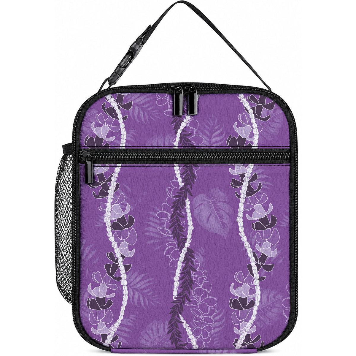 Hawaii Maile Lei Lunch Bag With Violet Monstera Pattern