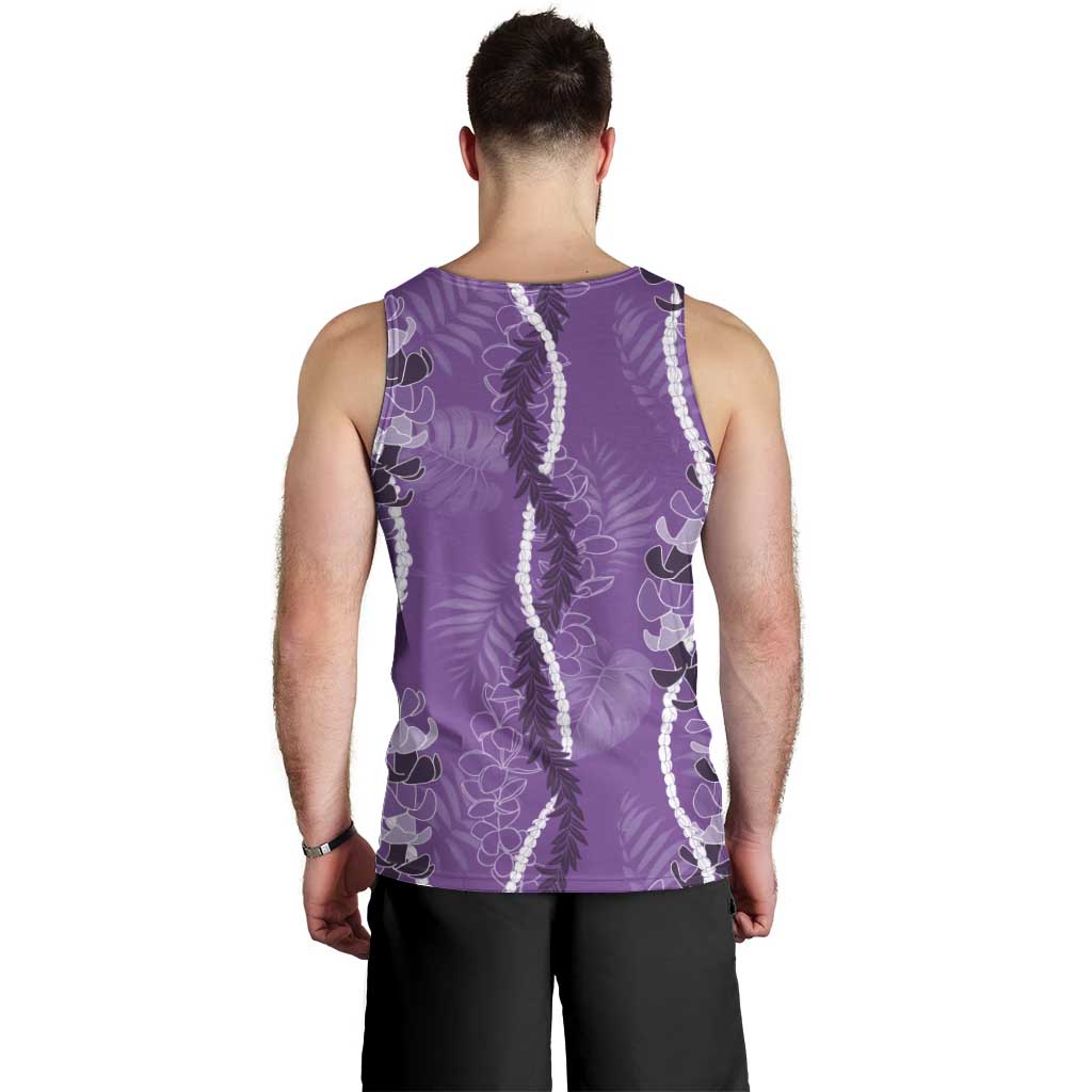 Hawaii Maile Lei Men Tank Top With Violet Monstera Pattern LT05 - Polynesian Pride
