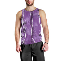 Hawaii Maile Lei Men Tank Top With Violet Monstera Pattern LT05 - Polynesian Pride