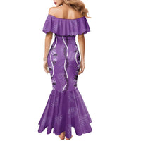Hawaii Maile Lei Mermaid Dress With Violet Monstera Pattern LT05 - Polynesian Pride
