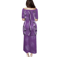Hawaii Maile Lei Puletasi With Violet Monstera Pattern LT05 - Polynesian Pride