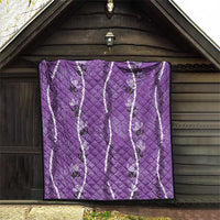 Hawaii Maile Lei Quilt With Violet Monstera Pattern