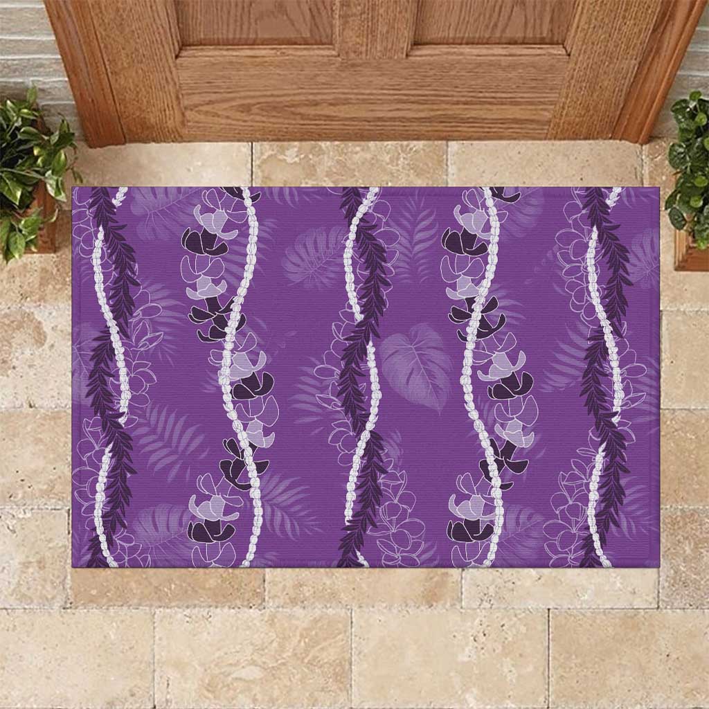 Hawaii Maile Lei Rubber Doormat With Violet Monstera Pattern LT05 Violet - Polynesian Pride