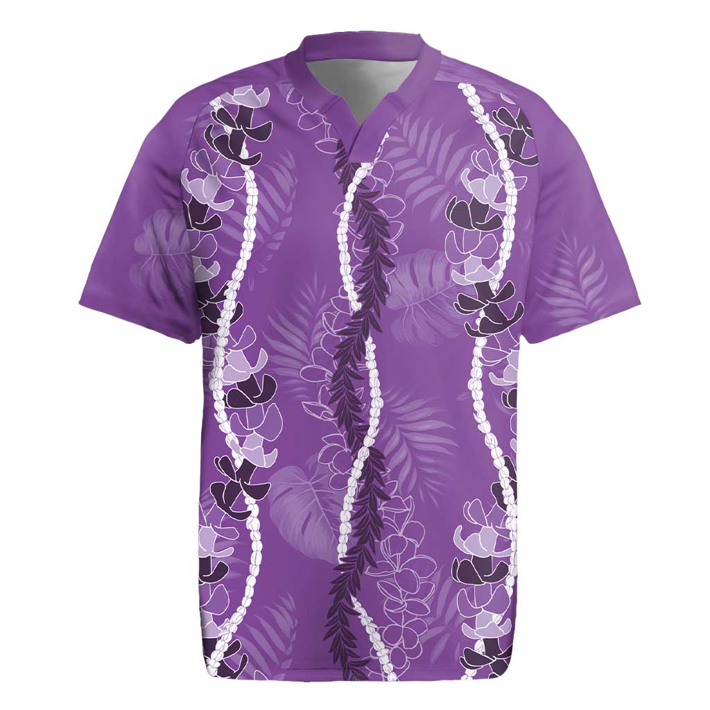 Hawaii Maile Lei Rugby Jersey With Violet Monstera Pattern LT05 Violet - Polynesian Pride