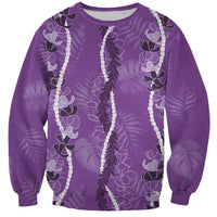 Hawaii Maile Lei Sweatshirt With Violet Monstera Pattern LT05 Unisex Violet - Polynesian Pride
