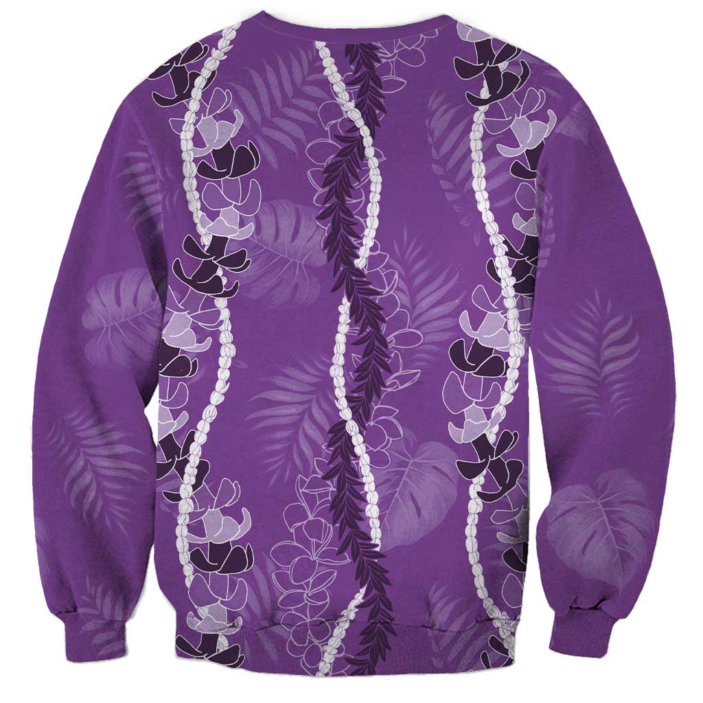 Hawaii Maile Lei Sweatshirt With Violet Monstera Pattern LT05 - Polynesian Pride