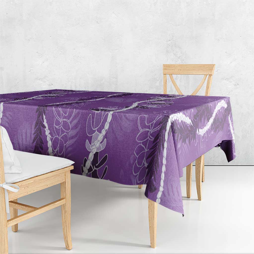 Hawaii Maile Lei Tablecloth With Violet Monstera Pattern LT05 - Polynesian Pride