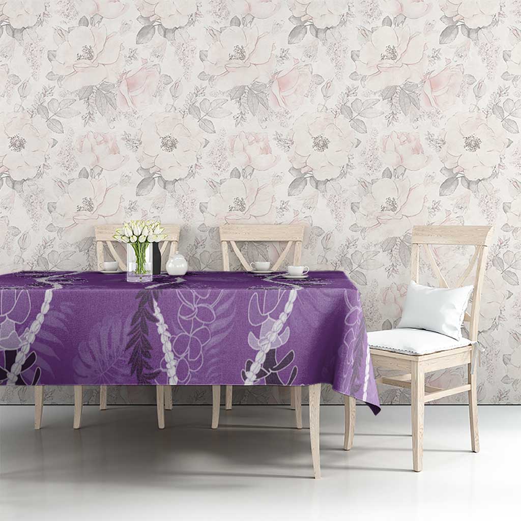 Hawaii Maile Lei Tablecloth With Violet Monstera Pattern LT05 - Polynesian Pride
