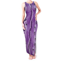 Hawaii Maile Lei Tank Maxi Dress With Violet Monstera Pattern LT05 Women Violet - Polynesian Pride