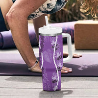 Hawaii Maile Lei Tumbler With Handle With Violet Monstera Pattern